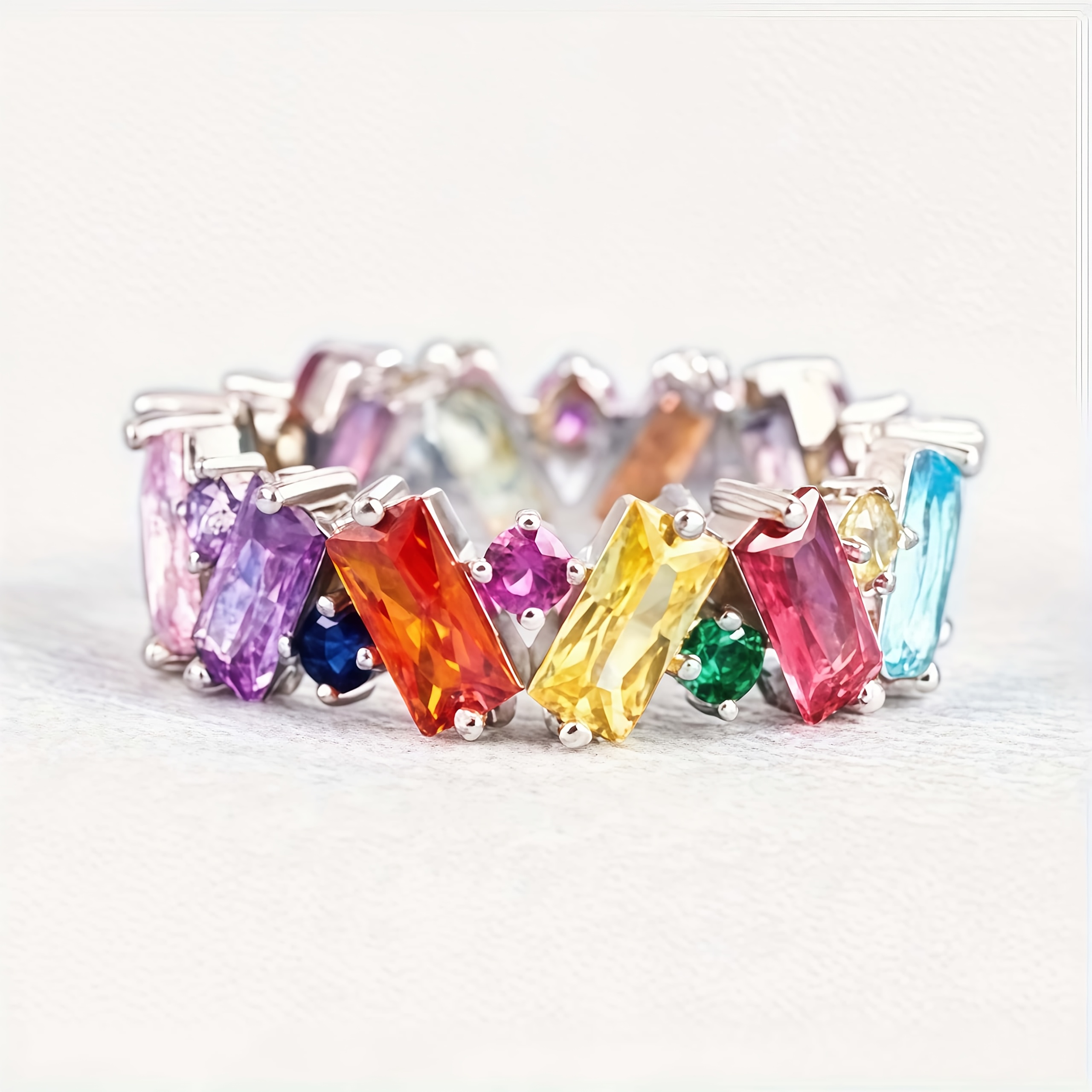 Women's Colorful Synthetic Zirconia Irregular Rings, Creative Design